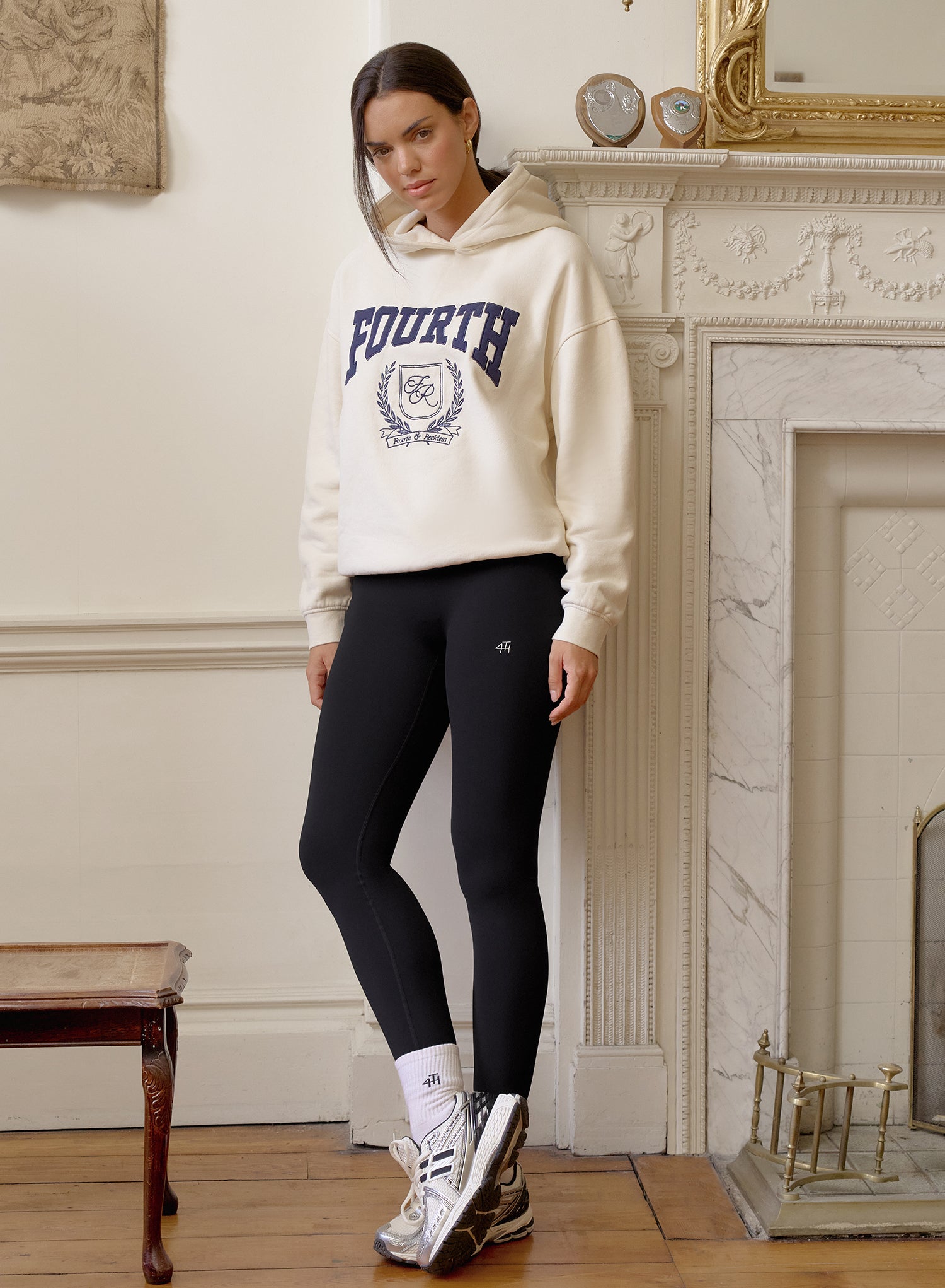 Cream Fourth Varsity Emblem Oversized Hoodie